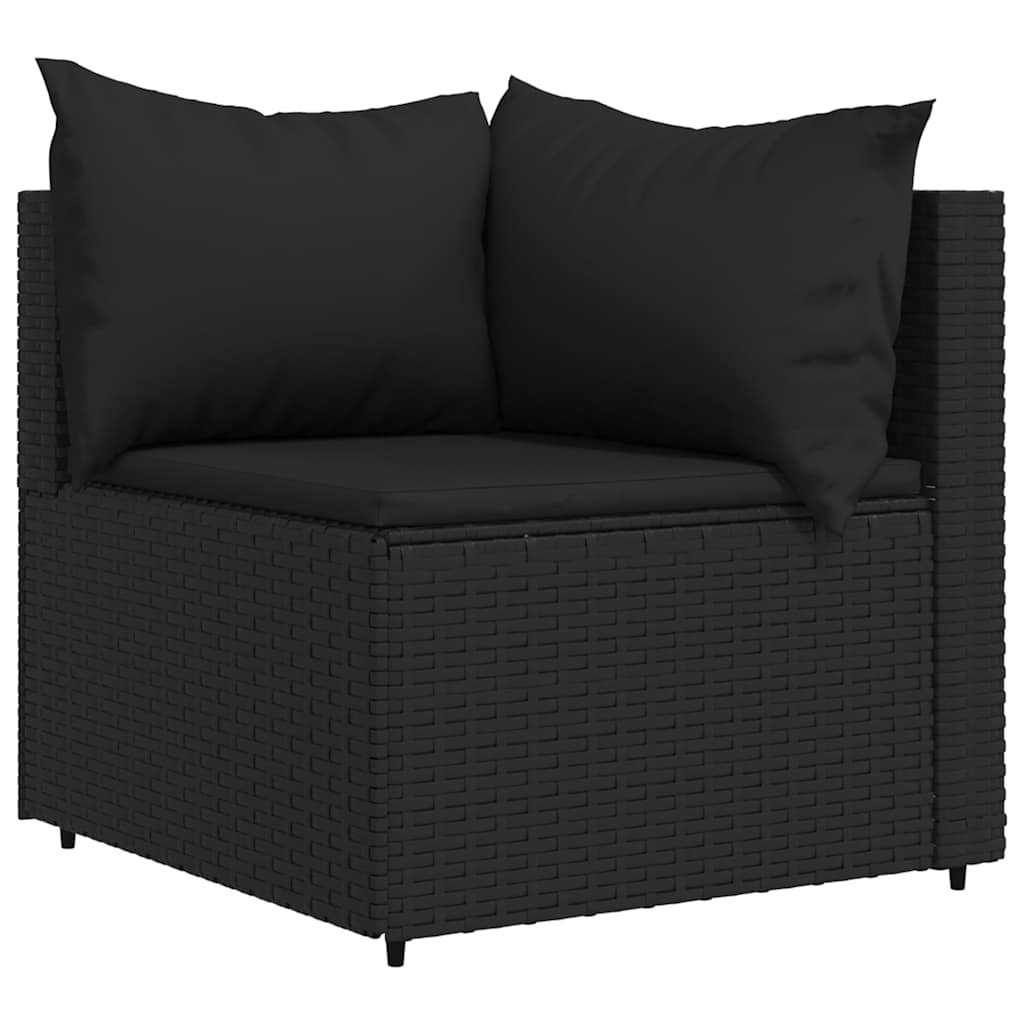 hjørnemoduler til havesofa 2 stk. med hynder polyrattan sort