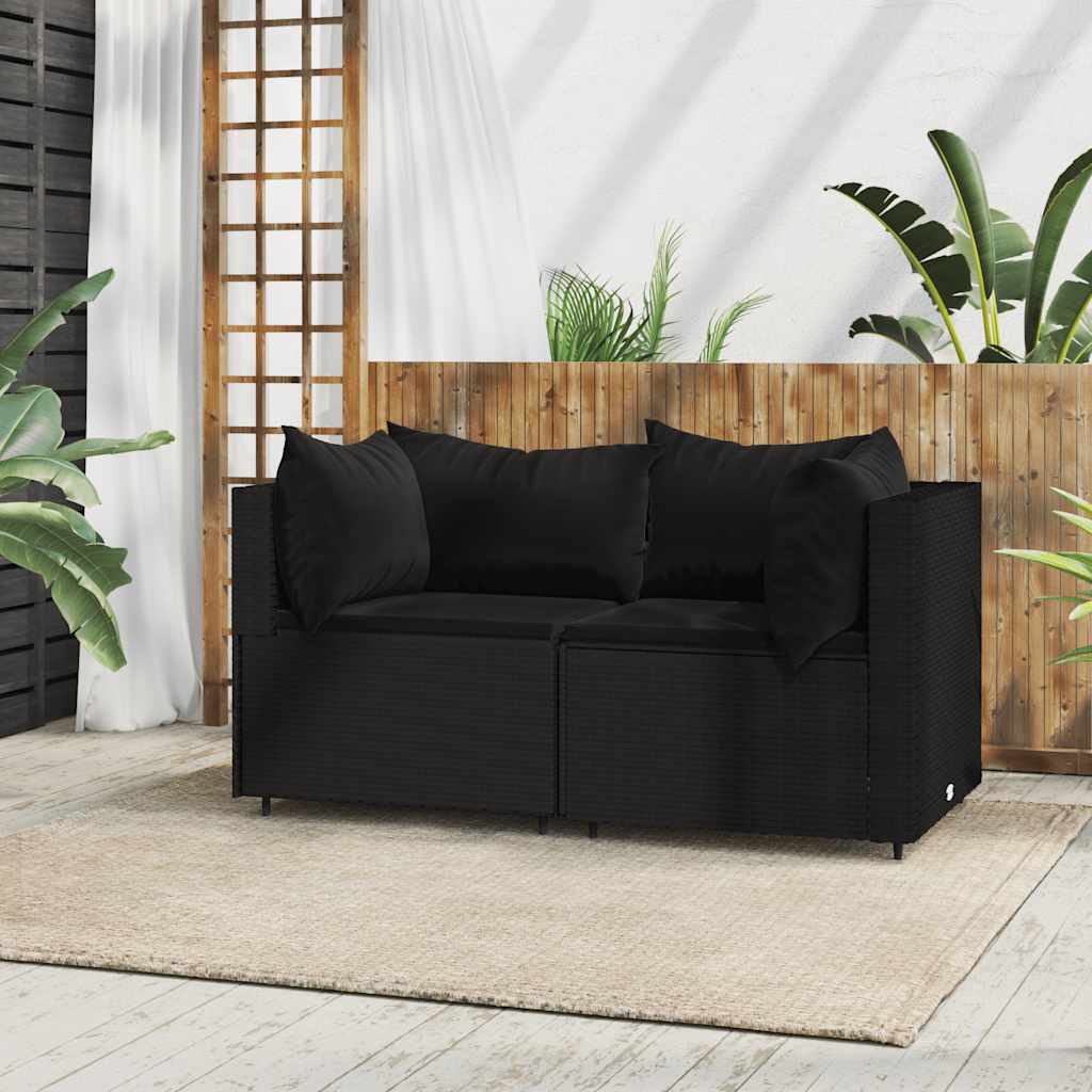 hjørnemoduler til havesofa 2 stk. med hynder polyrattan sort