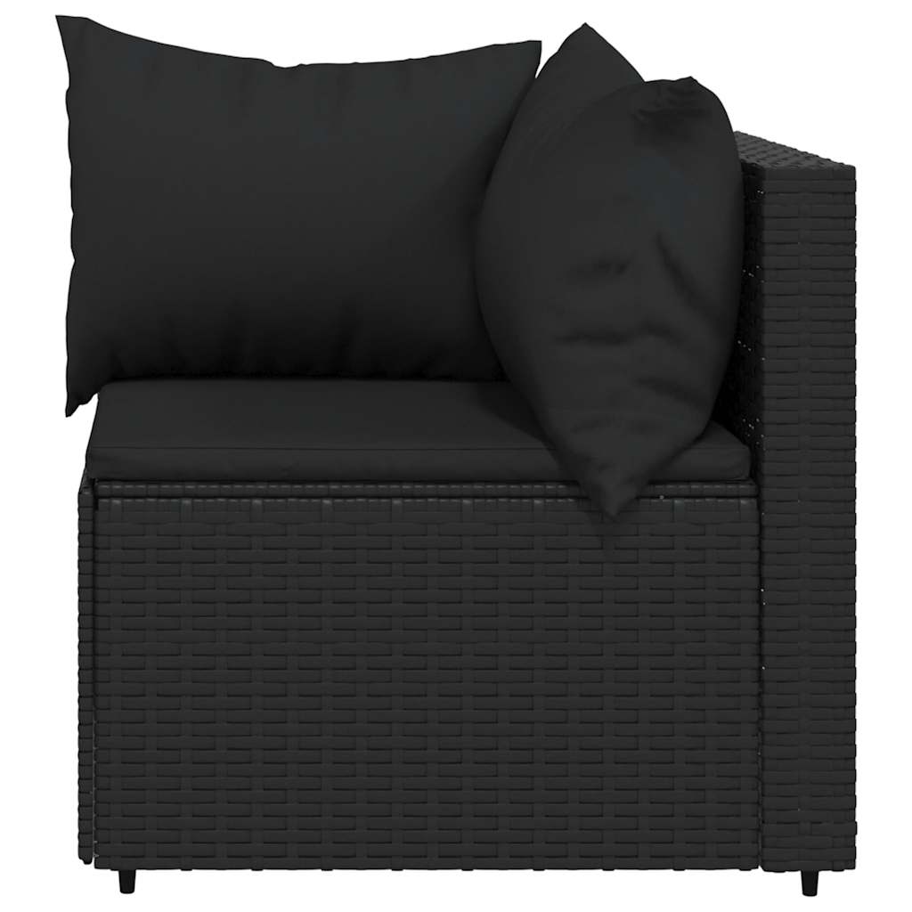 loungesæt til haven 3 dele med hynder polyrattan sort