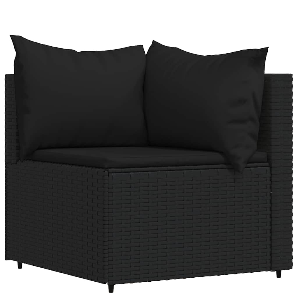 loungesæt til haven 4 dele med hynder polyrattan sort