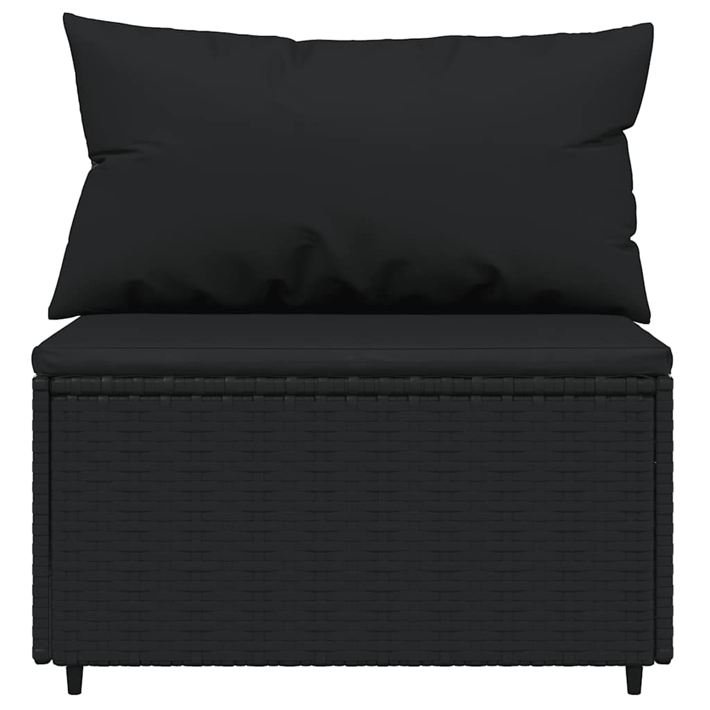 loungesæt til haven 4 dele med hynder polyrattan sort