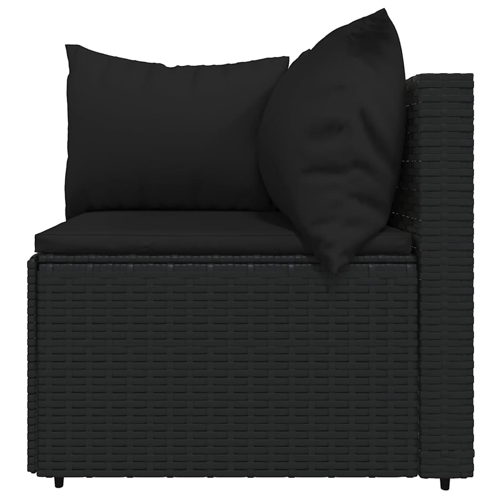 loungesæt til haven 4 dele med hynder polyrattan sort
