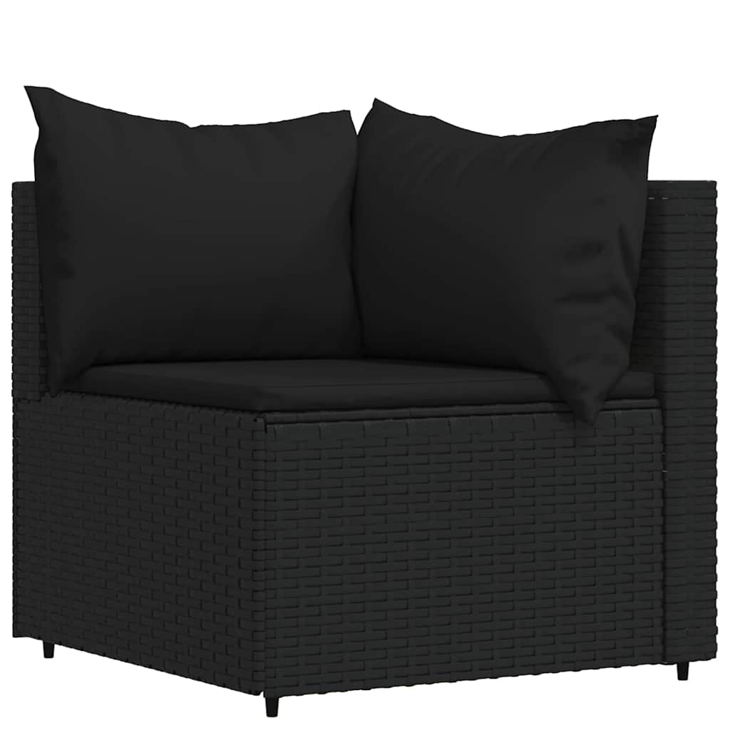 loungesæt til haven 4 dele med hynder polyrattan sort