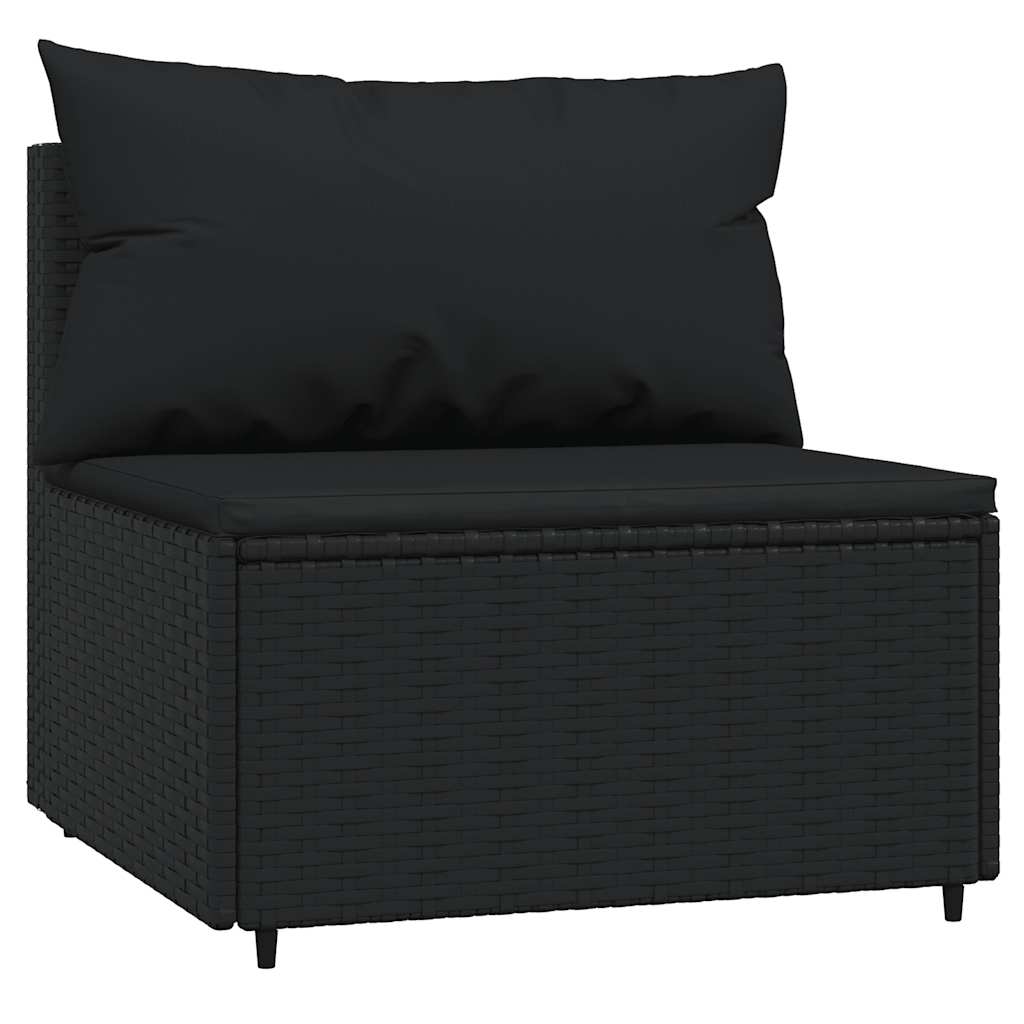 loungesæt til haven 4 dele med hynder polyrattan sort