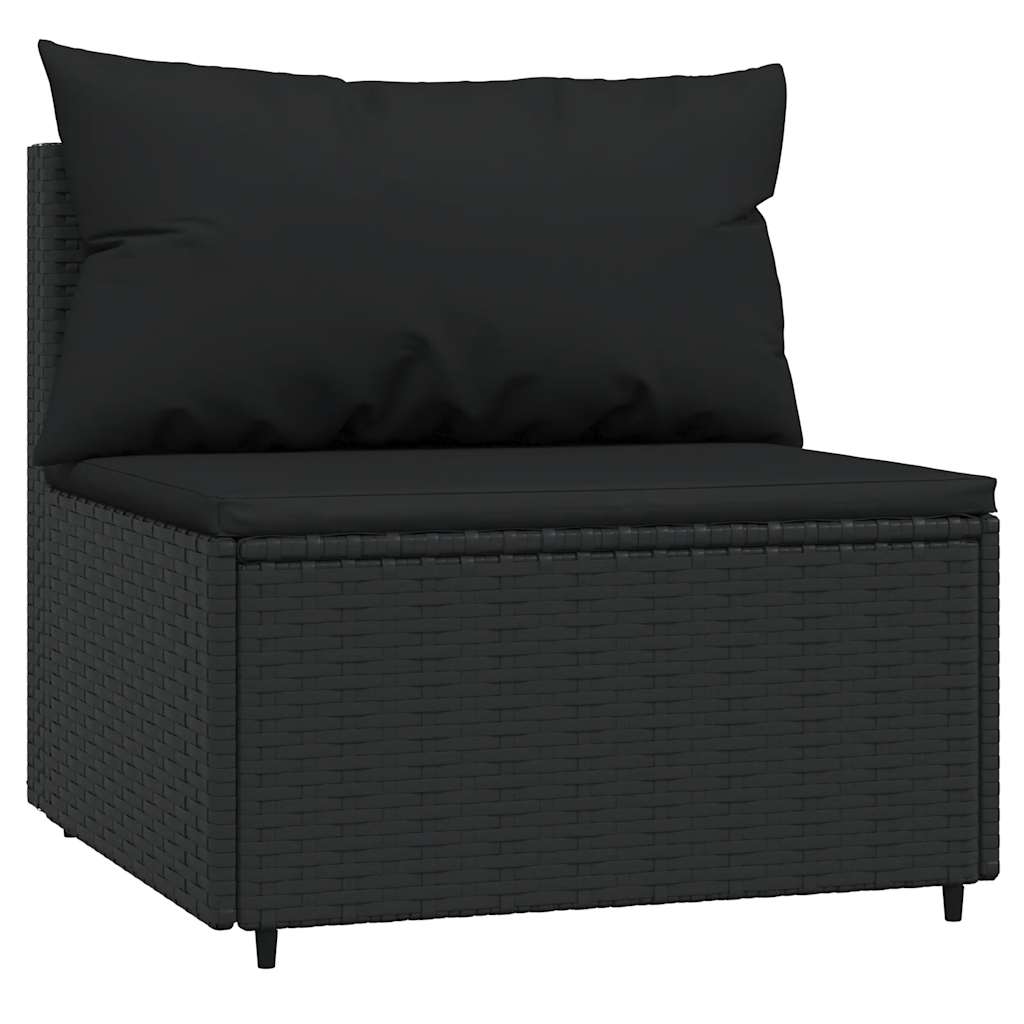 loungesæt til haven 3 dele med hynder polyrattan sort
