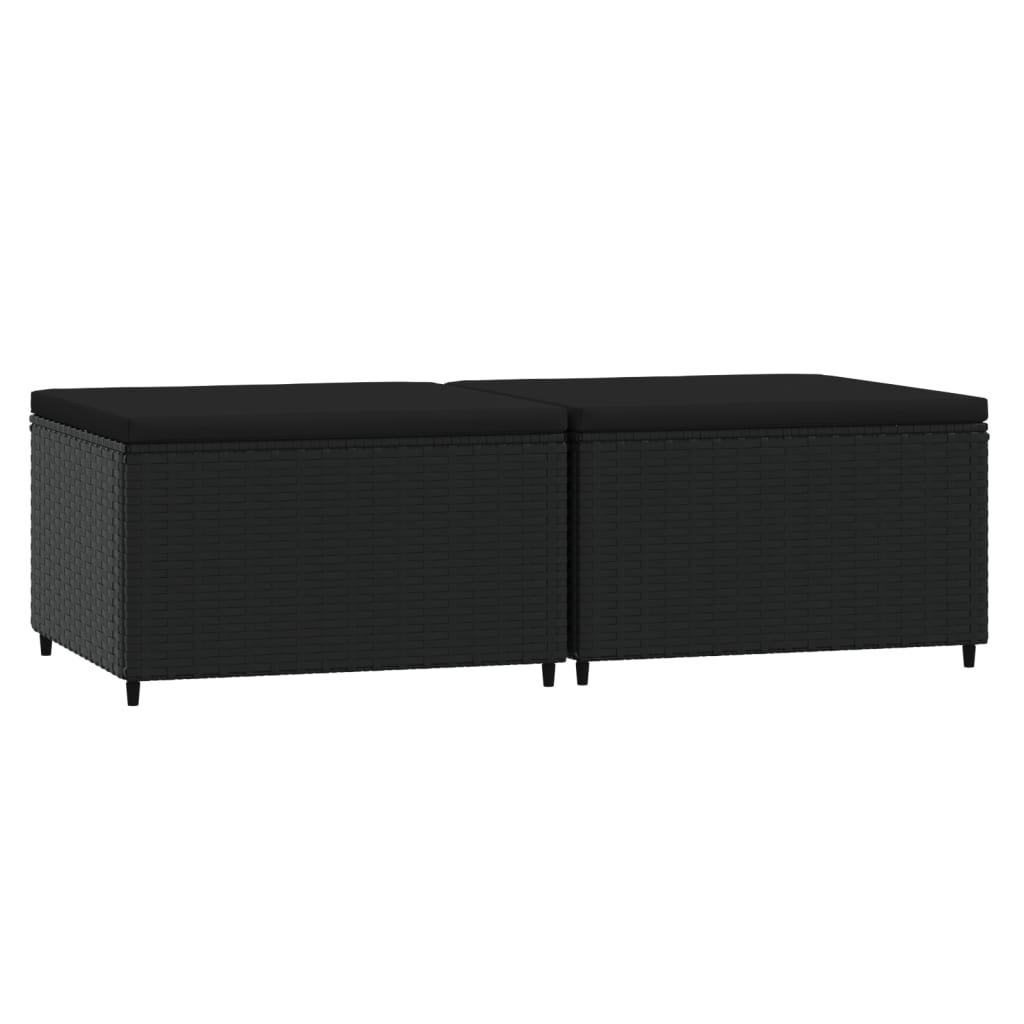 fodskamler til have 2 stk. med hynder polyrattan sort