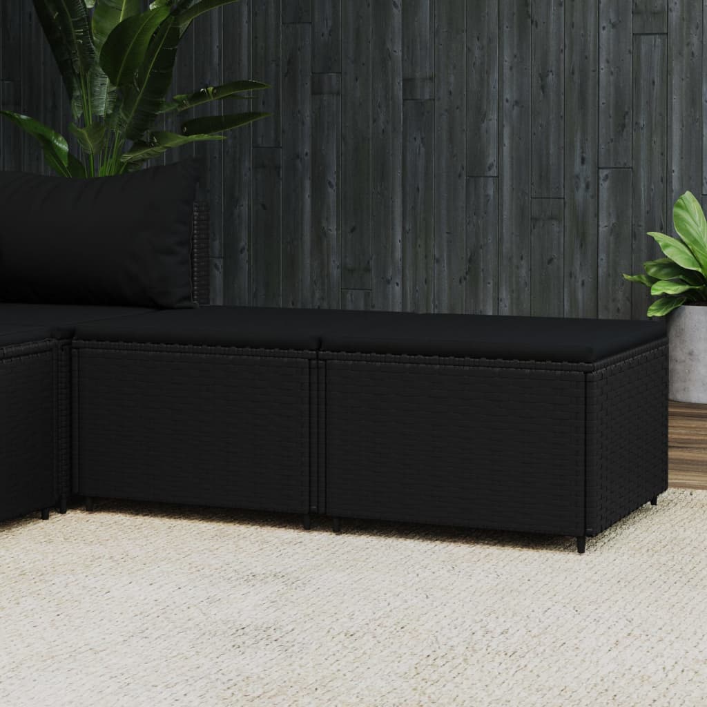 fodskamler til have 2 stk. med hynder polyrattan sort