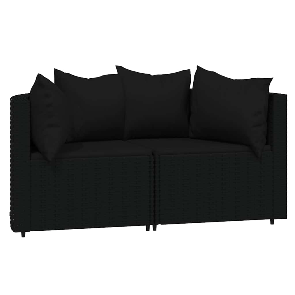 hjørnemoduler til havesofa 2 stk. med hynder polyrattan sort