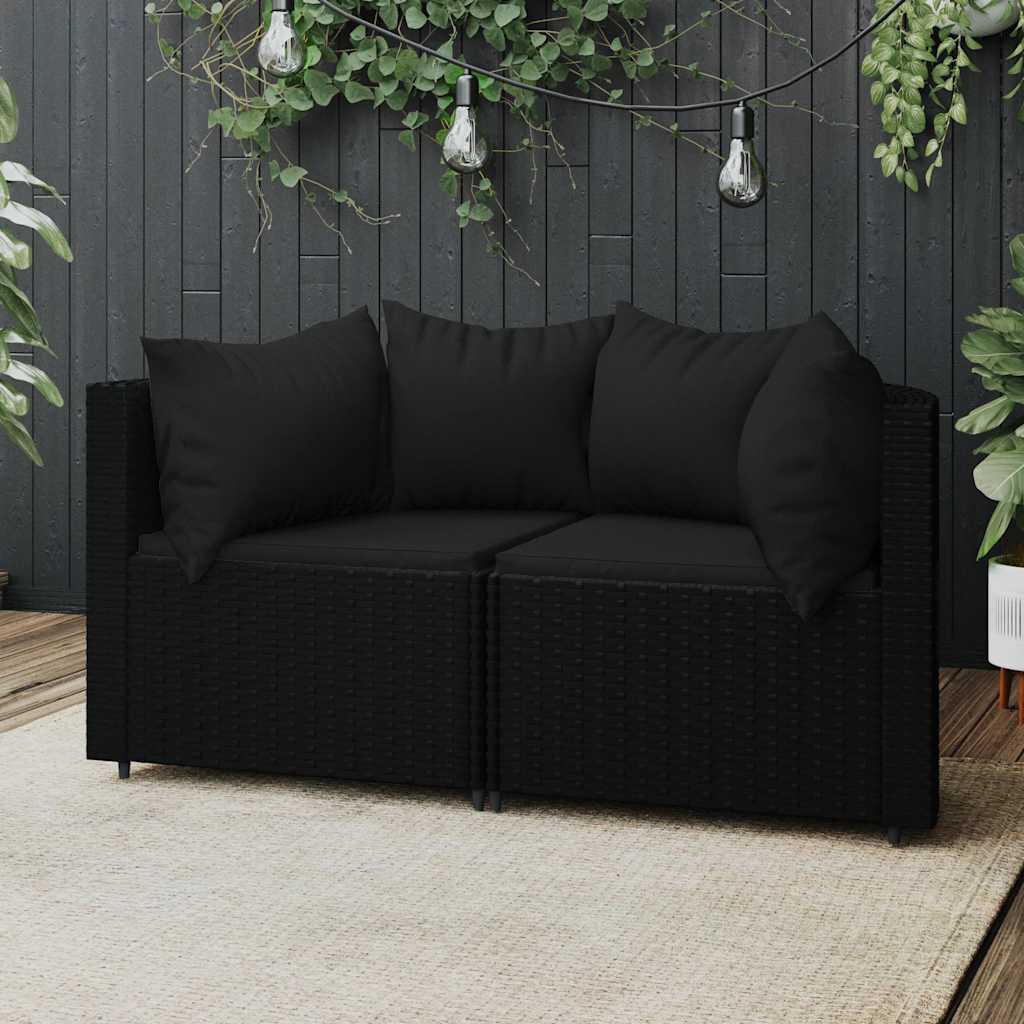 hjørnemoduler til havesofa 2 stk. med hynder polyrattan sort