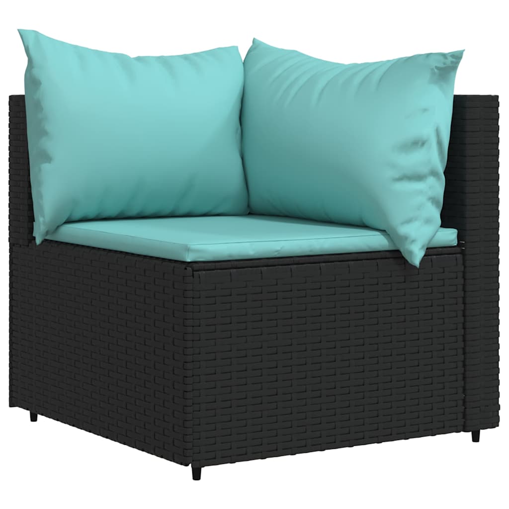 hjørnemoduler til havesofa 2 stk. med hynder polyrattan sort