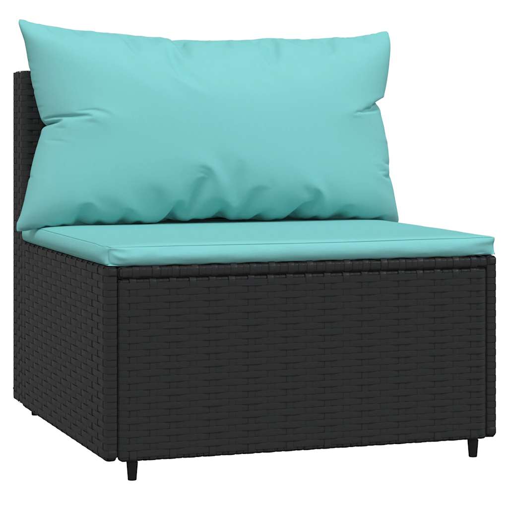 midtermodul til havesofa med hynder polyrattan sort