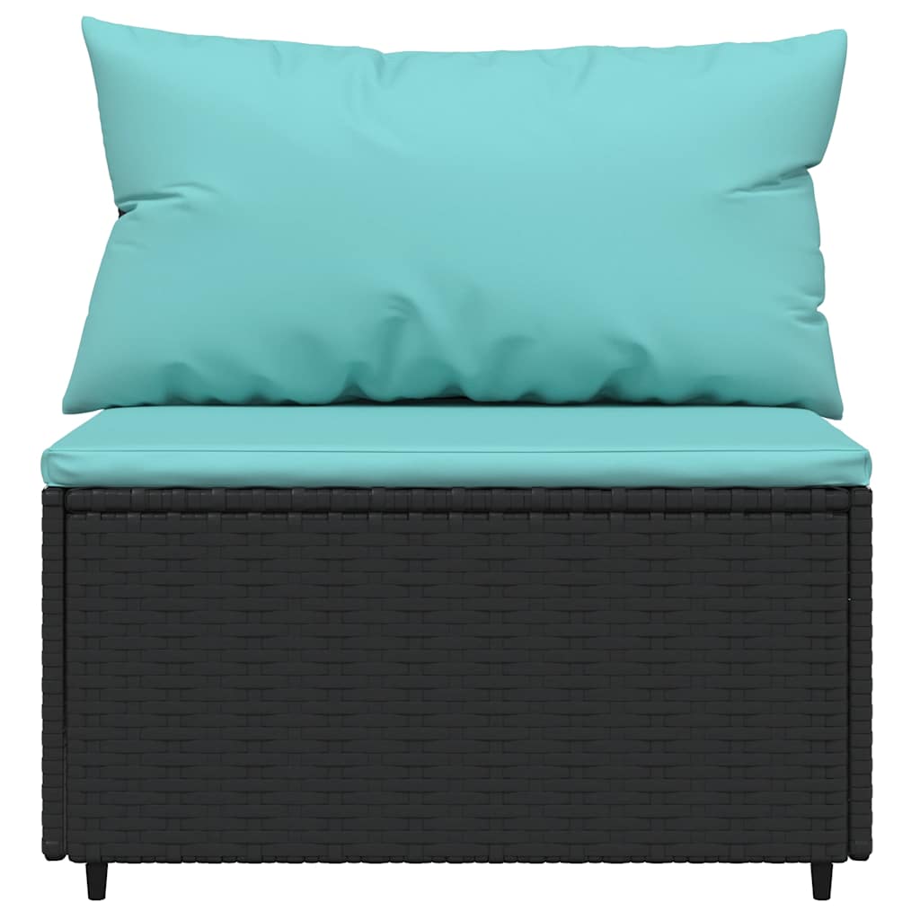 midtermodul til havesofa med hynder polyrattan sort