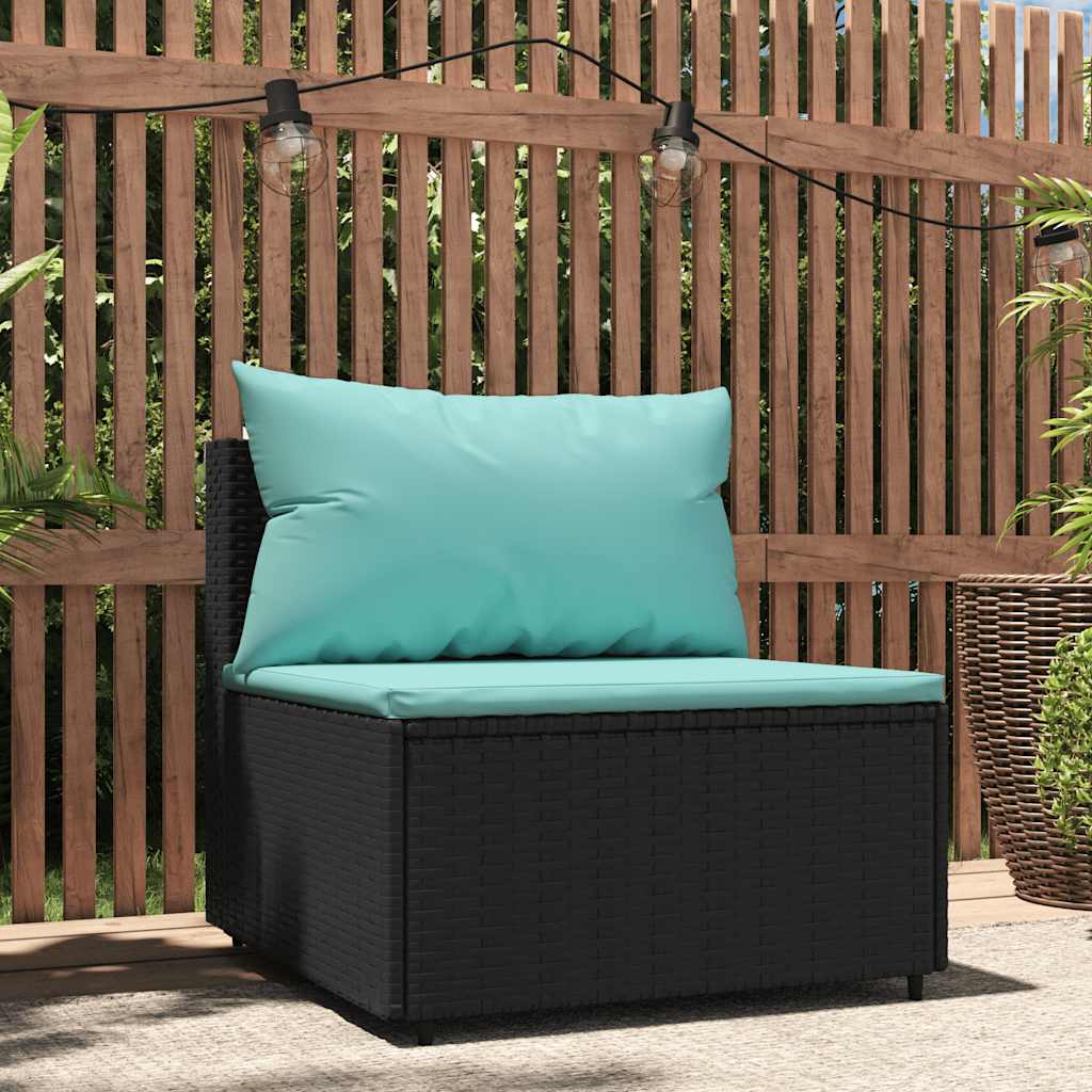 midtermodul til havesofa med hynder polyrattan sort