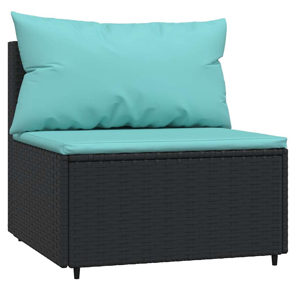 midtermoduler til havesofa 2 stk. med hynder polyrattan sort