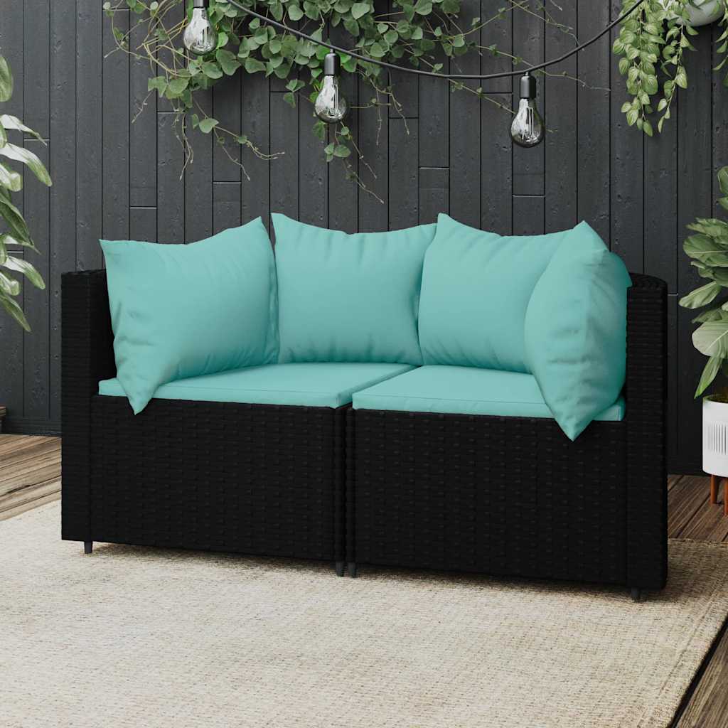 hjørnemoduler til havesofa 2 stk. med hynder polyrattan sort