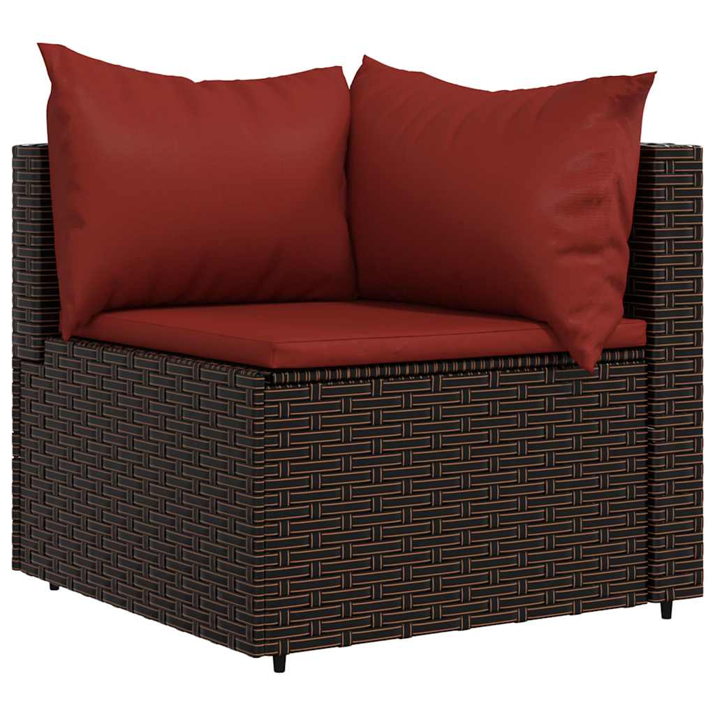 loungesæt til haven 4 dele med hynder polyrattan brun