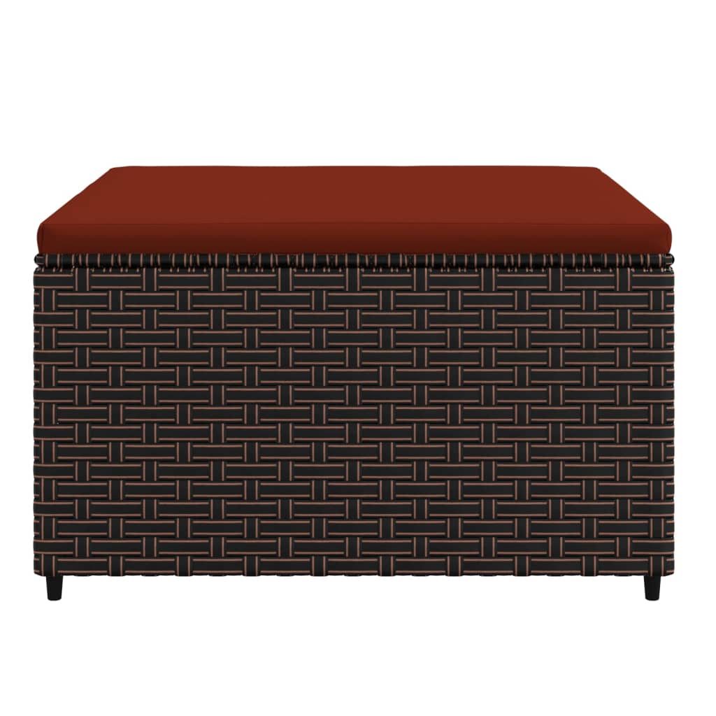 fodskammel med hynde til haven polyrattan brun