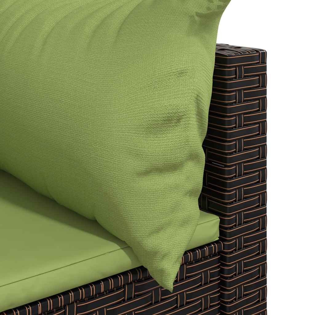 hjørnemoduler til havesofa 2 stk. med hynder polyrattan brun