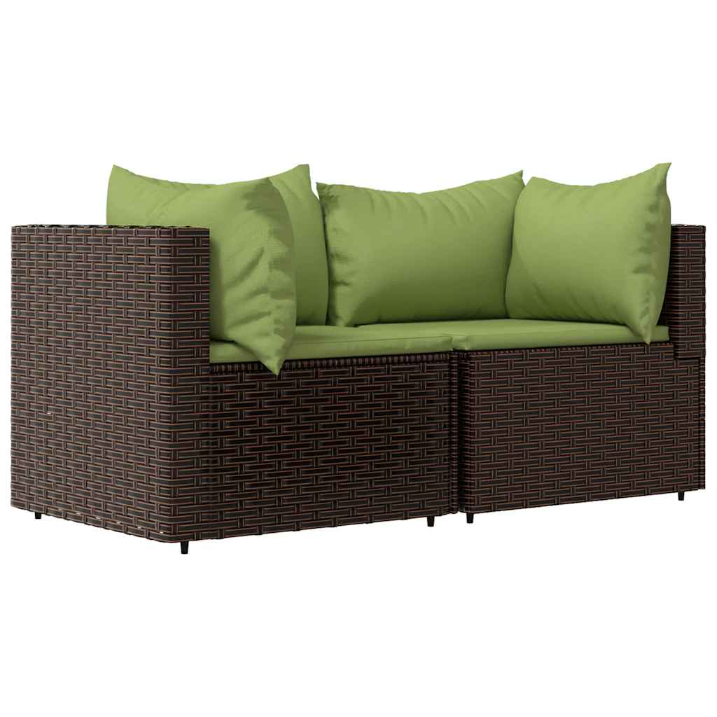 loungesæt til haven 3 dele med hynder polyrattan brun
