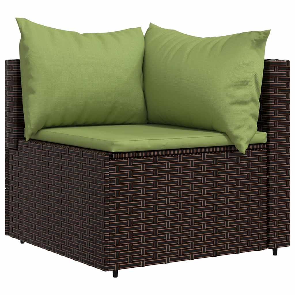loungesæt til haven 4 dele med hynder polyrattan brun