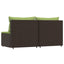midtermoduler til havesofa 2 stk. med hynder polyrattan brun