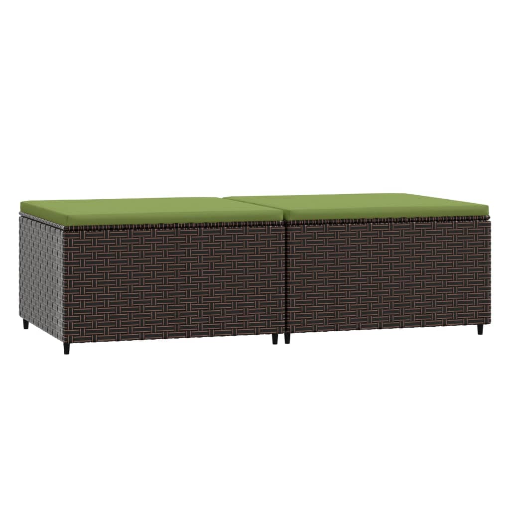 fodskamler til have 2 stk. med hynder polyrattan brun