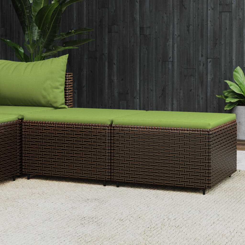 fodskamler til have 2 stk. med hynder polyrattan brun