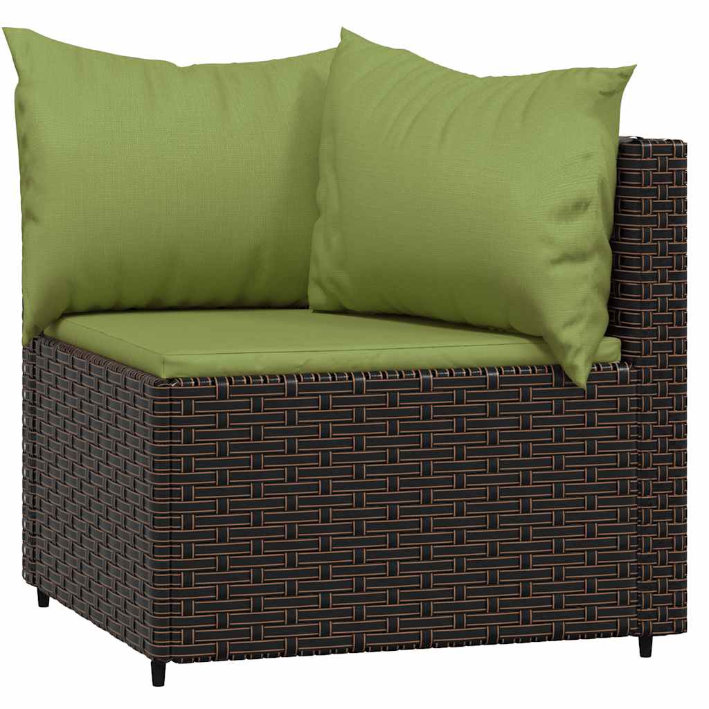 loungesæt til haven 3 dele med hynder polyrattan brun