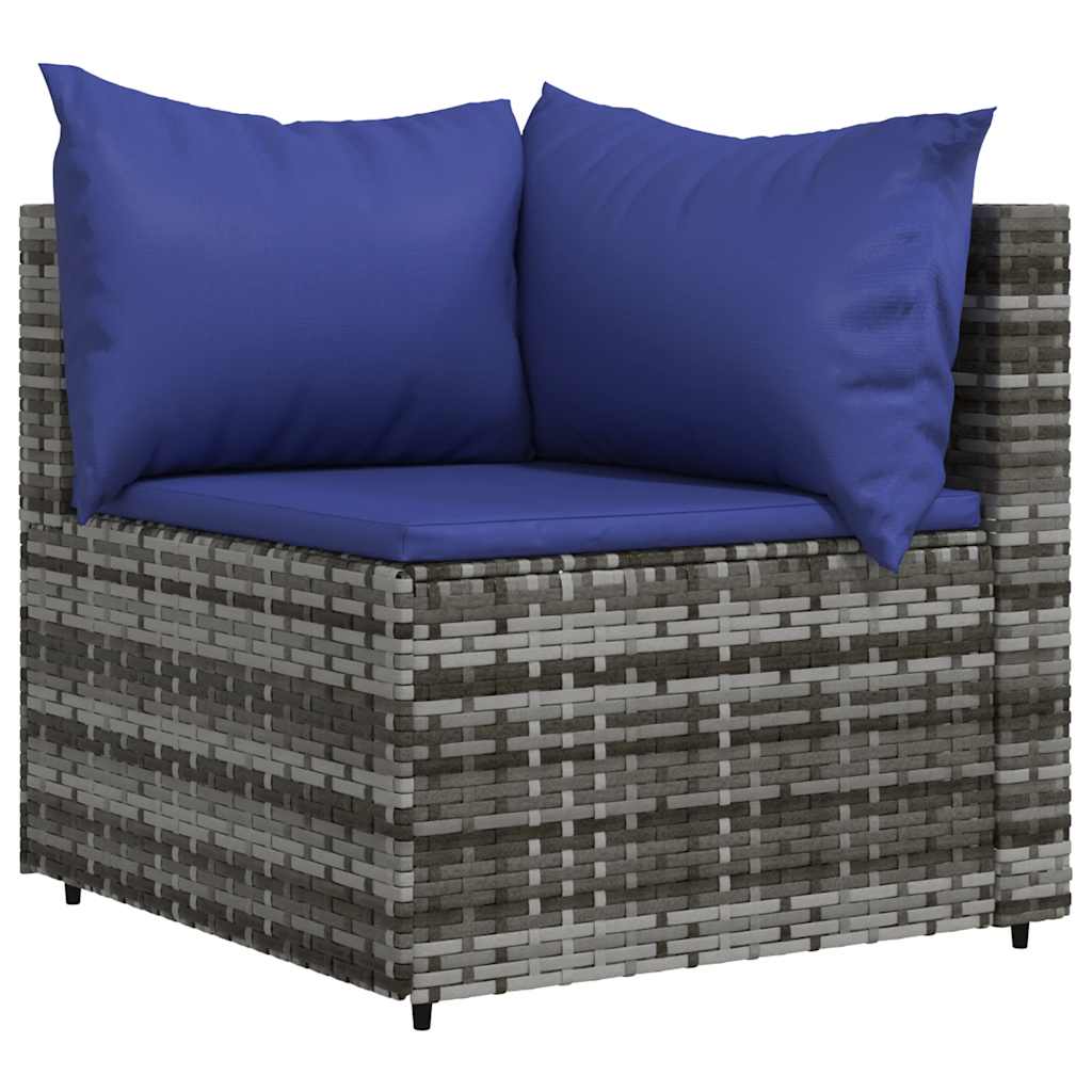 hjørnemodul til havesofa med hynder polyrattan grå