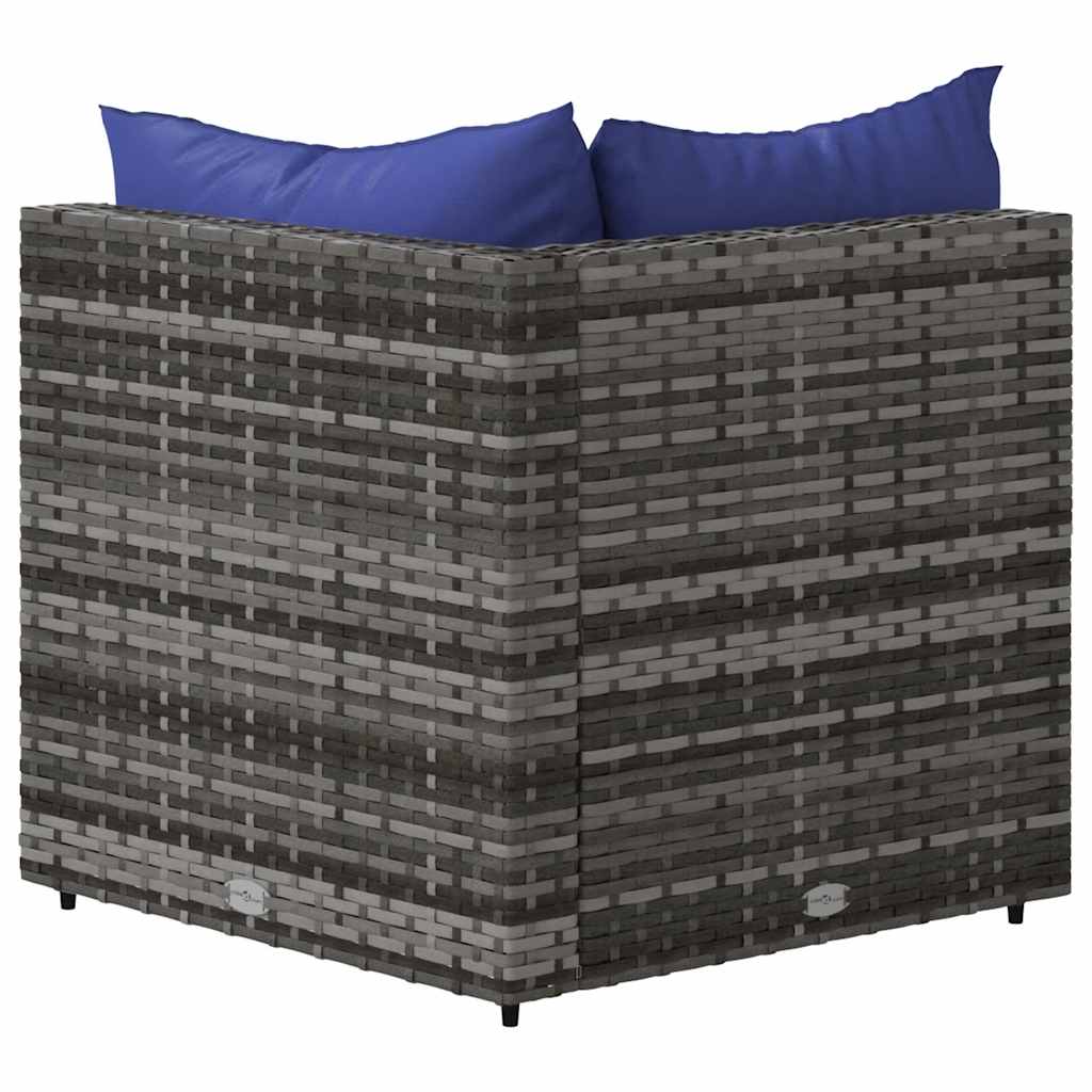 hjørnemodul til havesofa med hynder polyrattan grå
