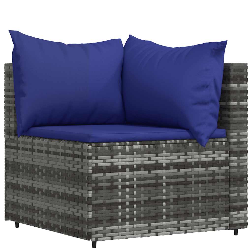 loungesæt til haven 4 dele med hynder polyrattan grå