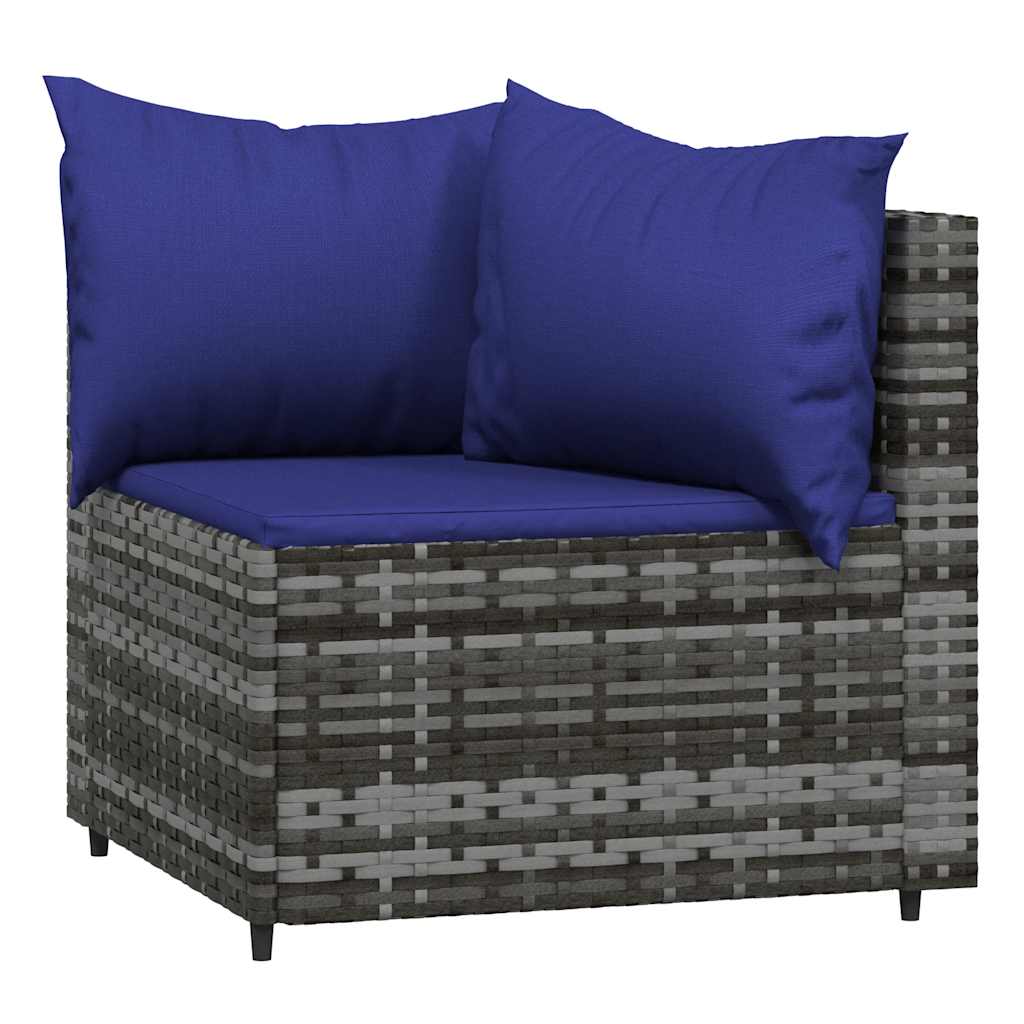 loungesæt til haven 3 dele med hynder polyrattan grå