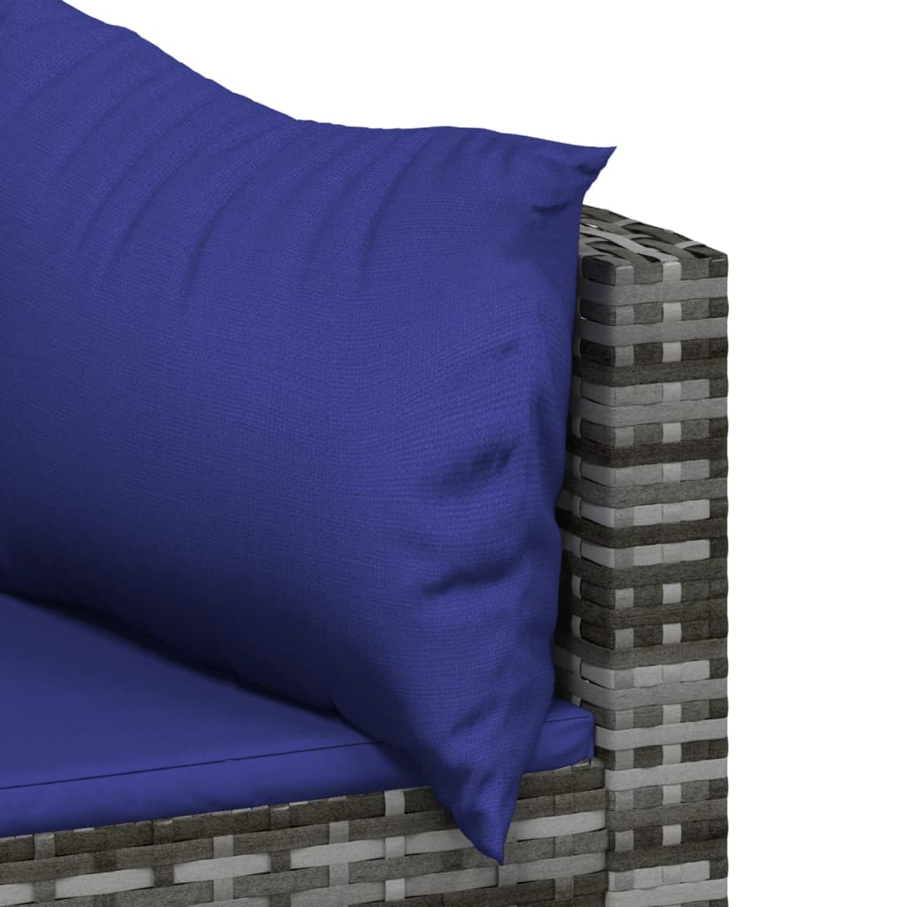 loungesæt til haven 4 dele med hynder polyrattan grå