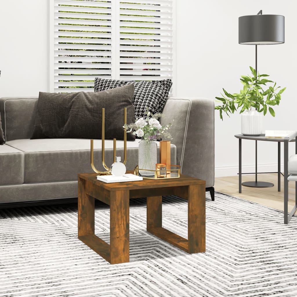 sidebord 50x50x35 cm konstrueret træ røget egetræsfarve