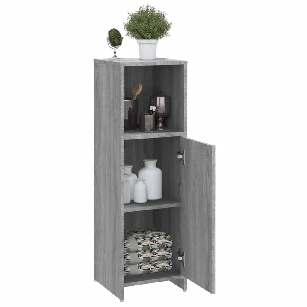 badeværelsesskab 30x30x95 cm konstrueret træ grå sonoma-eg