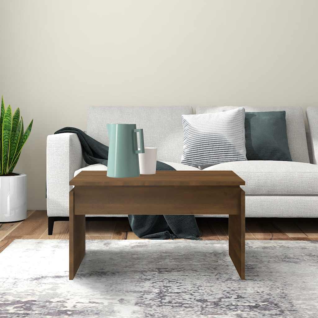 sofabord 68x50x38 cm konstrueret træ brun egetræsfarve
