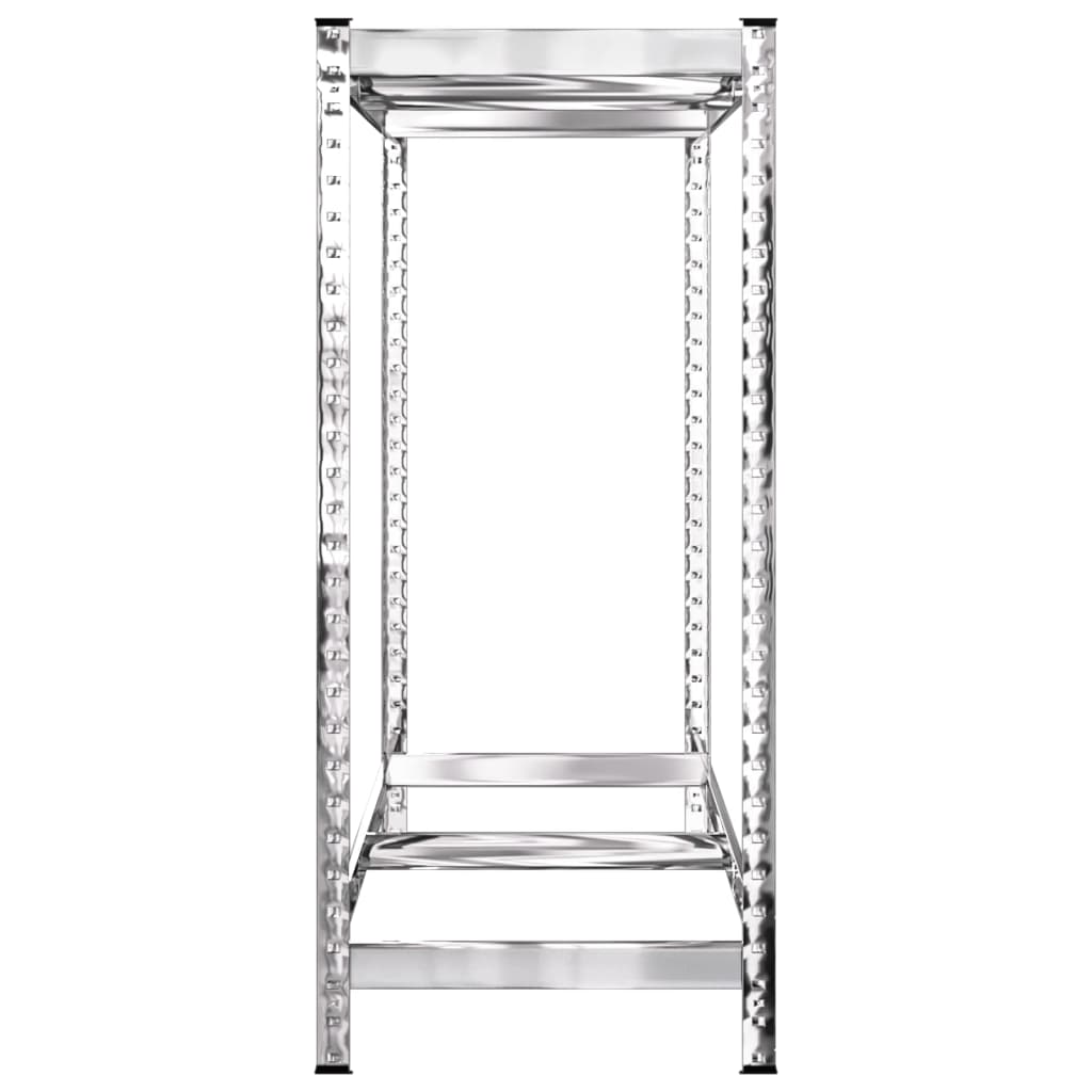 dækreoler 4 stk. med 2 hylder 110x40x110 cm stål sølvfarvet