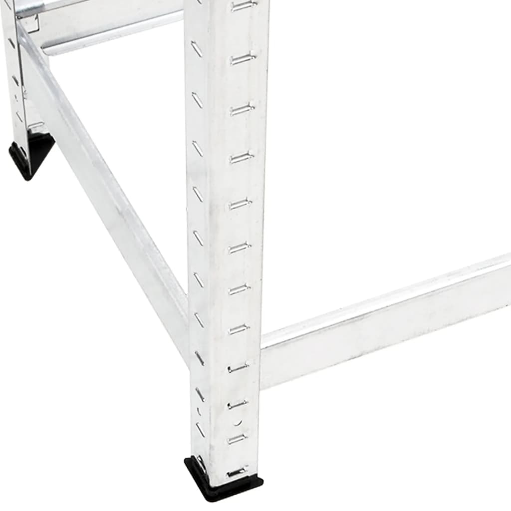 dækreoler 4 stk. med 2 hylder 110x40x110 cm stål sølvfarvet