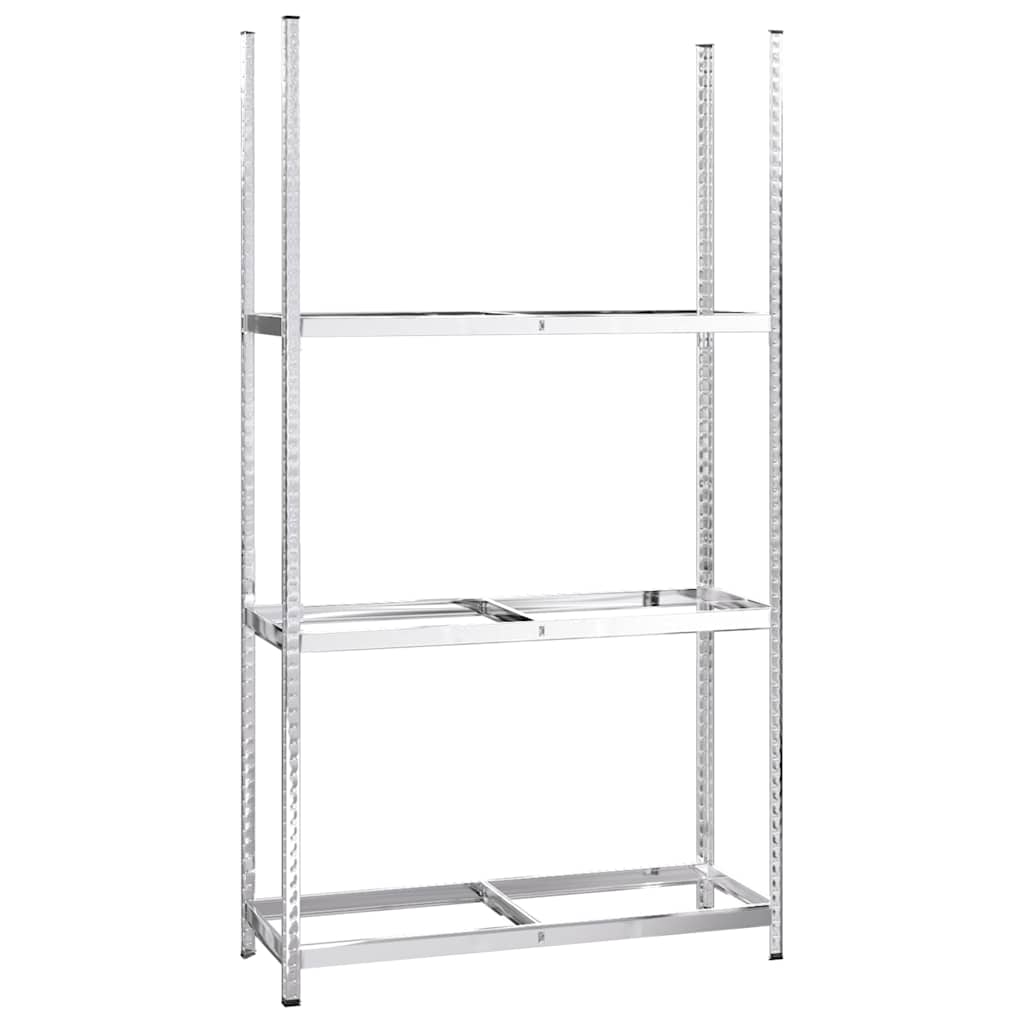 dækreoler 4 stk. med 3 hylder 110x40x200 cm stål sølvfarvet