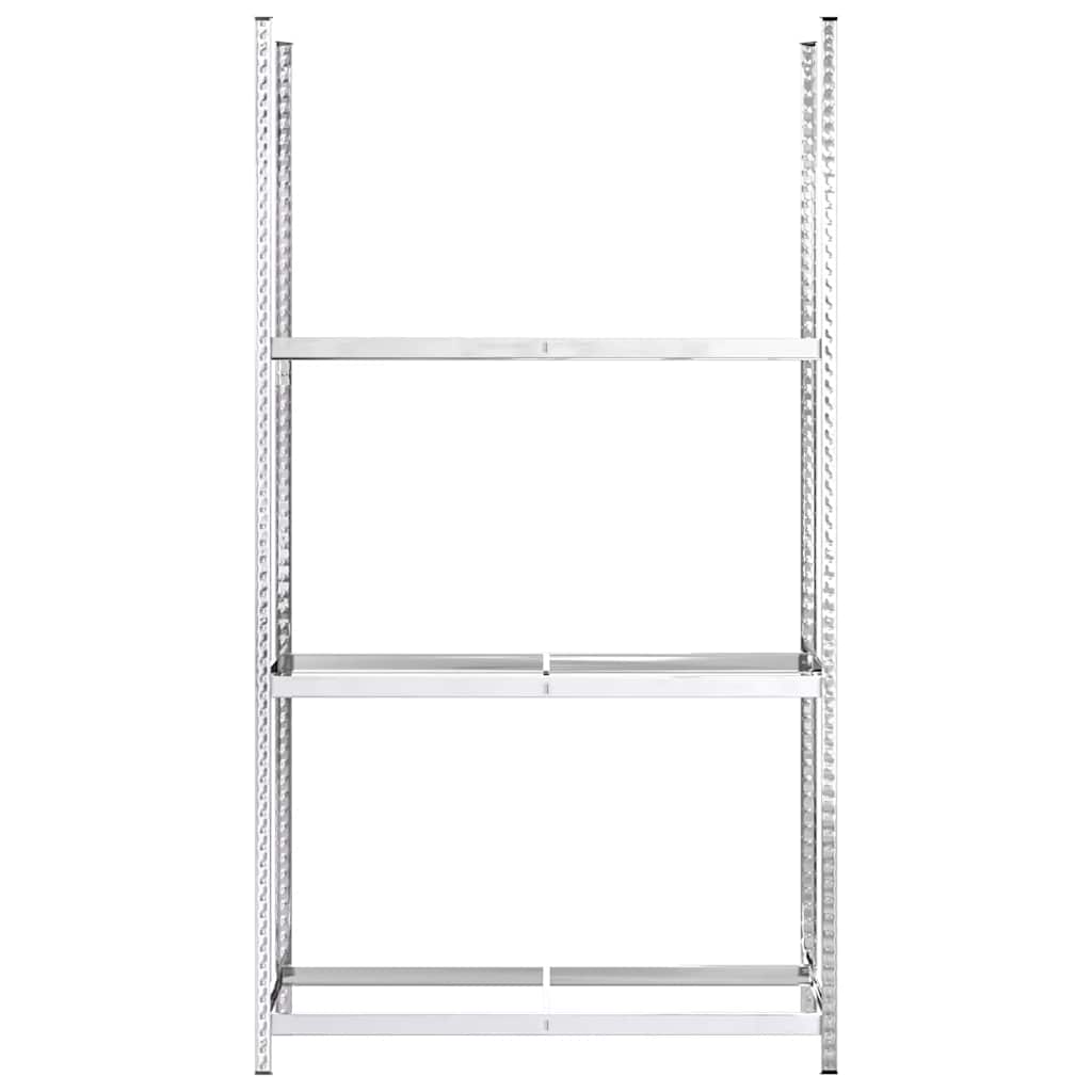 dækreoler 4 stk. med 3 hylder 110x40x200 cm stål sølvfarvet