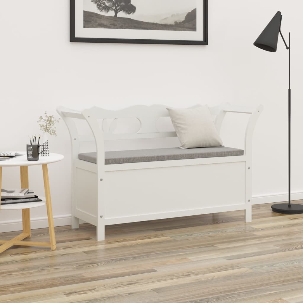 bænk 107x45x75,5 cm massivt fyrretræ hvid