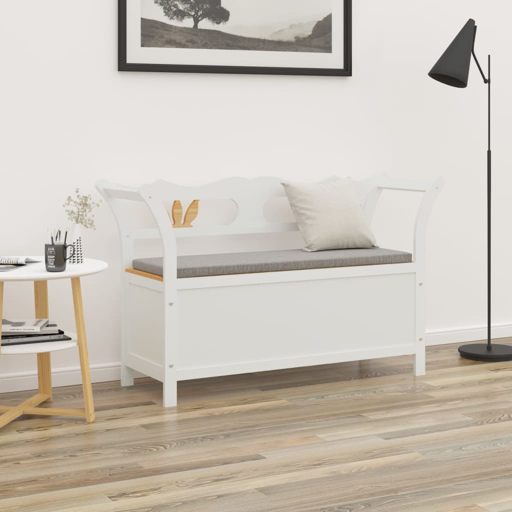 bænk 107x45x75,5 cm massivt fyrretræ hvid