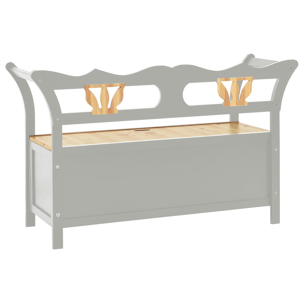 bænk 107x45x75,5 cm massivt fyrretræ grå