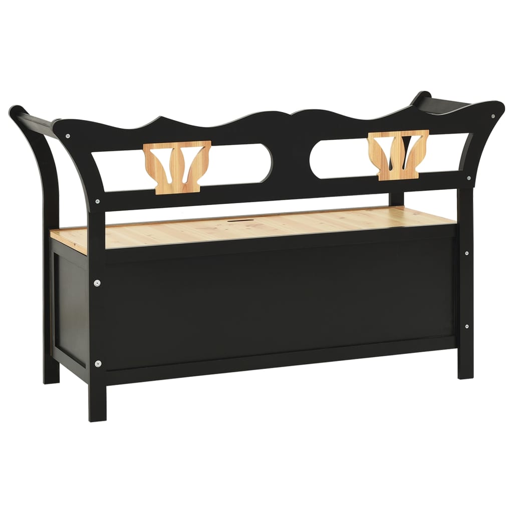 bænk 107x45x75,5 cm massivt fyrretræ sort