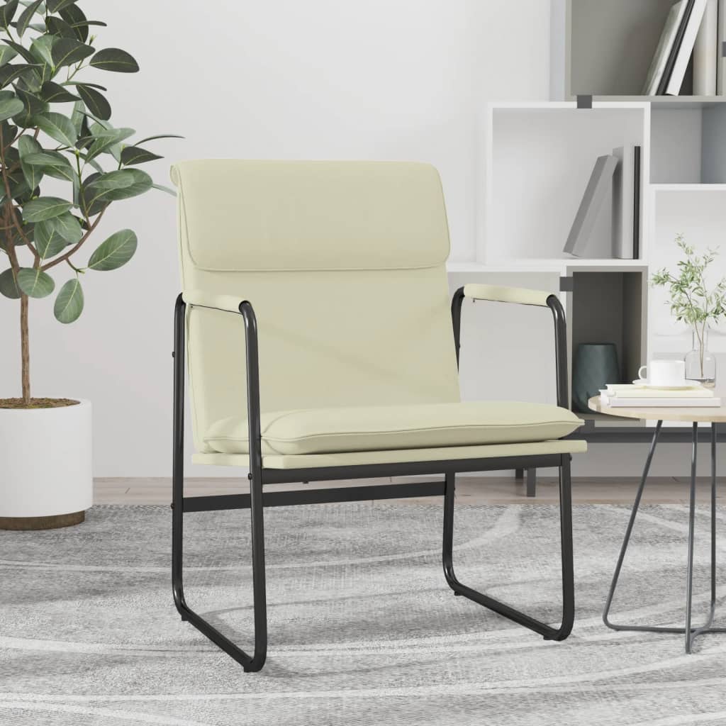 loungestol 55x64x80 cm kunstlæder cremefarvet