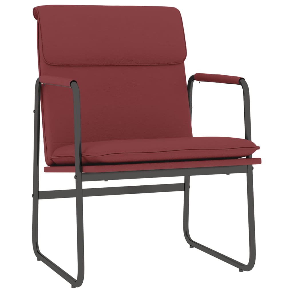 loungestol 55x64x80 cm kunstlæder vinrød