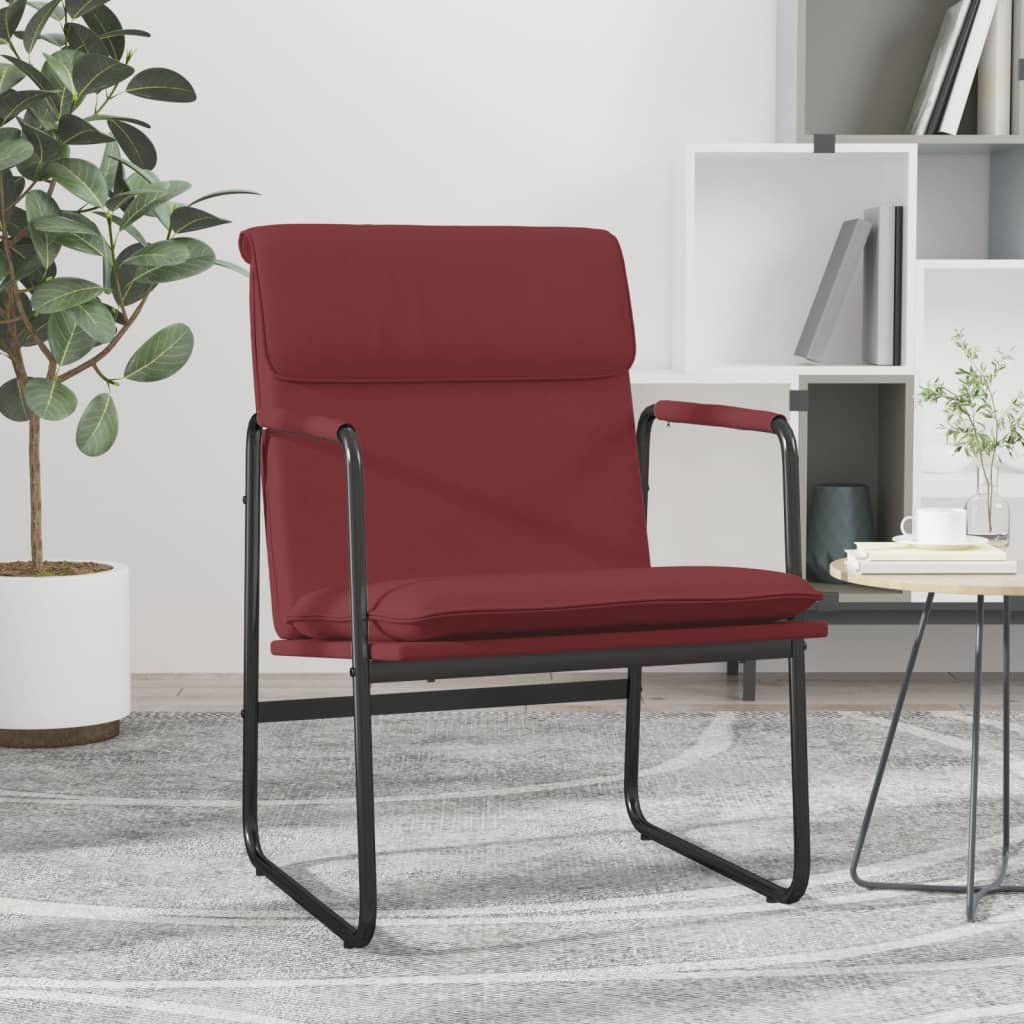 loungestol 55x64x80 cm kunstlæder vinrød