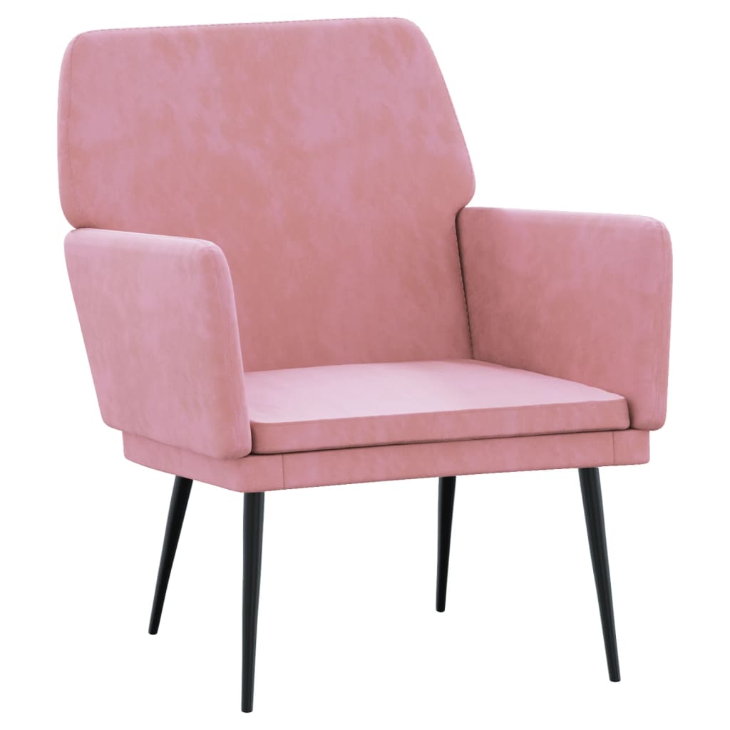 lænestol 62x79x79 cm velour lyserød