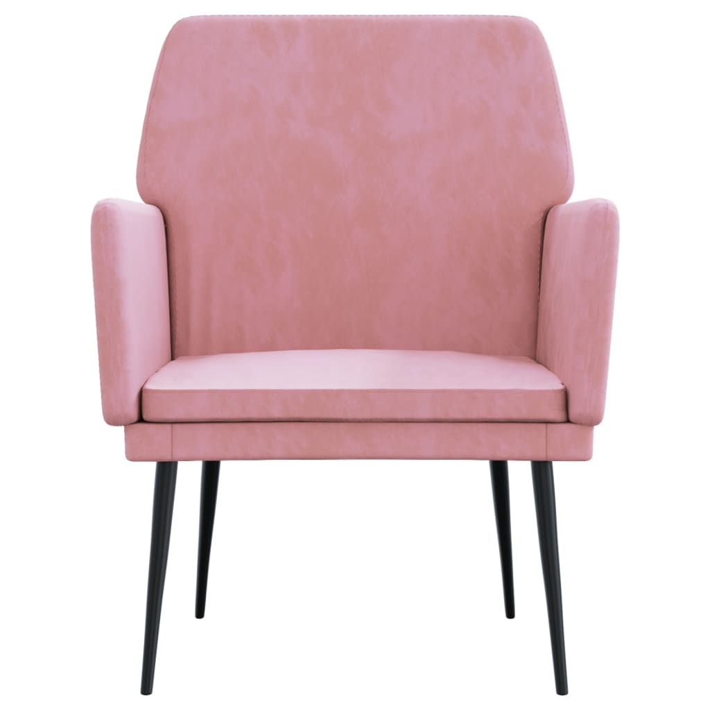 lænestol 62x79x79 cm velour lyserød