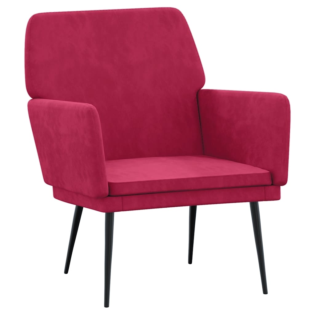 lænestol 62x79x79 cm velour vinrød